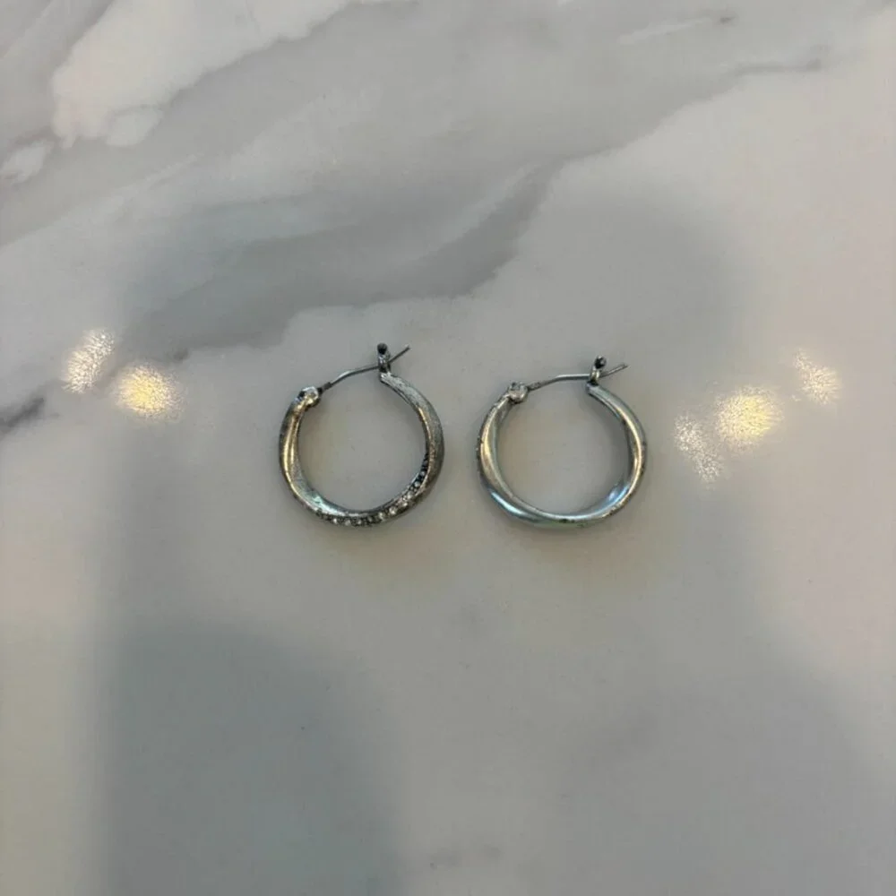 Silver Twisted Rhinestone Earrings